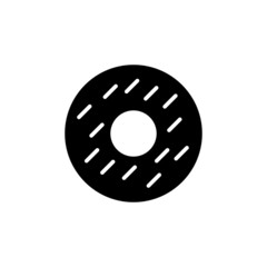 Obraz premium Doughnut vector icon in outline, black flat shape on white background