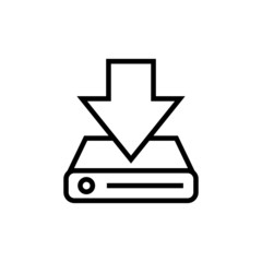 Save file vector icon in outline, linear style isolated on white background