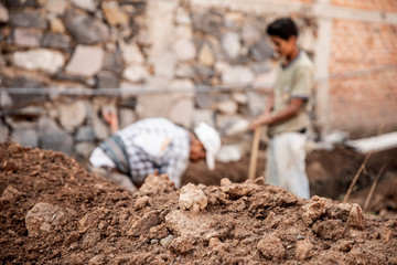 Obraz premium Detail of men working in construction