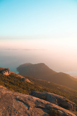 Sunset on the hills and ocean