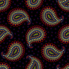 Seamless pattern of beautiful paisley cucumbers Turkish, Indian, Persian, Mexican, African. Vector illustration