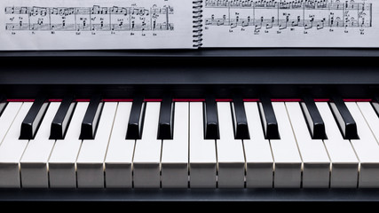 Black and white keys on a electronic piano