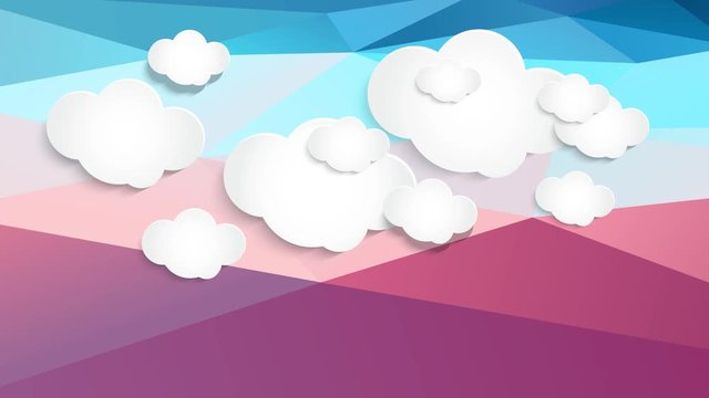 Marcelo Dynamic Motion Of Item Of Classic Concept Art Superimposing 3D Paper Surface Building Triangles With Pure Curve Clouds On Top