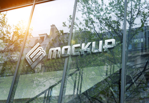 Download Logo On Glass Window Mockup Stock Template Adobe Stock