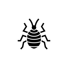 Bedbug icon symbol in black flat shape design isolated on white background