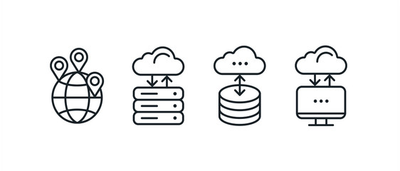 Servers and Technology Icons. Global Network and Web Hosting Illustration. Vector sign isolated