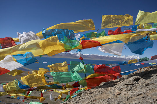 Tibetan prayer flags in the wind
