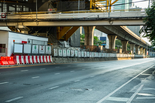 empty street in Bangkok's CBD area