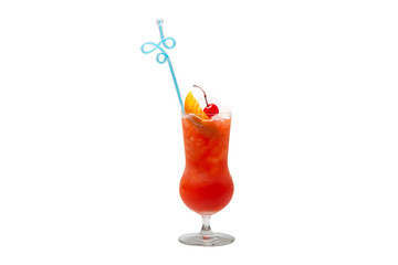 cocktails soft and long-drinks ind front of  isolated on white background. with clipping path.