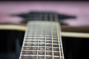 Fototapeta premium Close-up of black acoustic guitar