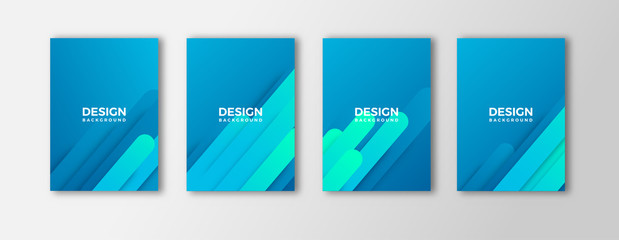 Minimal covers design, geometric blue gradient shape composition.