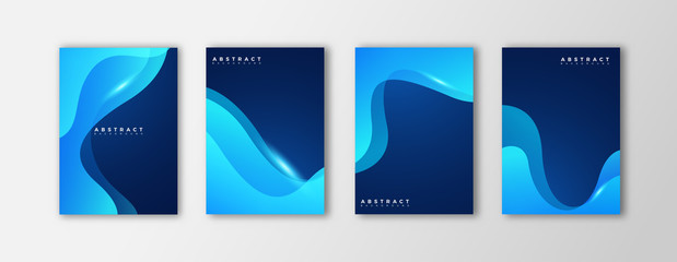 Minimal covers design, geometric blue gradient shape composition.