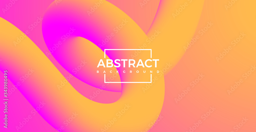 Poster abstract 3d colorful pink and orange curve lines in vibrant color vector design background