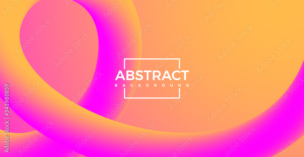 Poster abstract 3d colorful pink and orange curve lines in vibrant color vector design background
