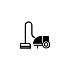 Vacuum cleaner icon in black flat shape design isolated on white background