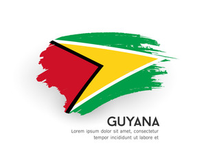 Flag of Guyana vector brush stroke design isolated on white background, illustration