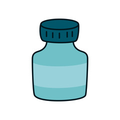 Stationary concept, ink bottle icon, line and fill style