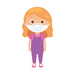cute girl using face mask isolated icon vector illustration design