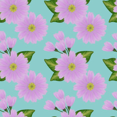 seamless pattern with pink flowers