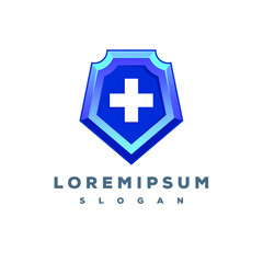 Colorful shield medical logo design ready to use