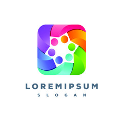 Colorful People team logo design ready to use