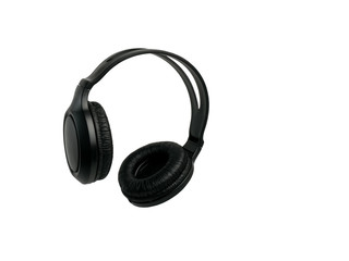 Fototapeta na wymiar Black, modern wireless headphones on a white isolated background