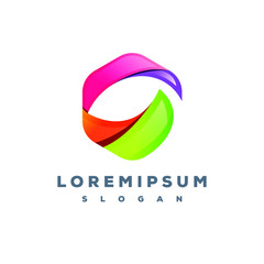 Colorful letter G and leaf logo design ready to use