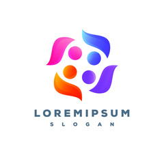 Colorful people logo design ready to use