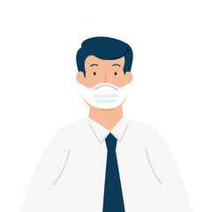 businessman using face mask isolated icon vector illustration design