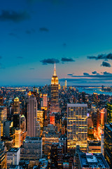 Aerial view of New York City at sunset - 343985699