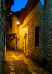 Night view of the streets of the historic city of Antioch, Antioch, bearing traces of many civilizations and empires such as Alexander, Rome etc. One of the important cities of the Roman Empire