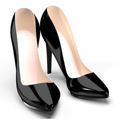 Black high heel shoes - 3D illustration