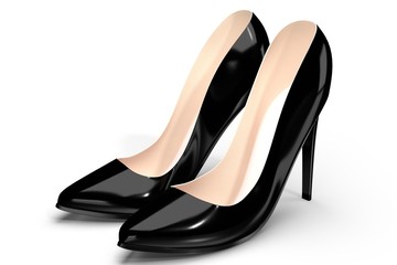 Black high heel shoes - 3D illustration