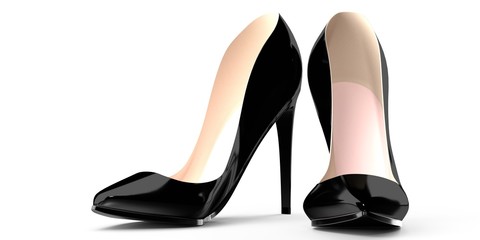 Black high heel shoes - 3D illustration