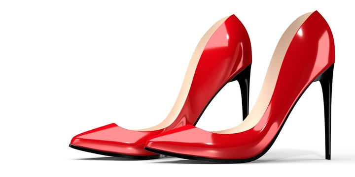 Red high heel shoes - 3D illustration