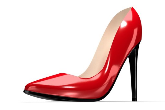 Red high heel shoe - 3D illustration