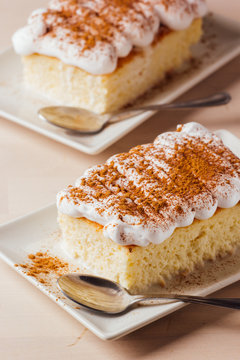 A piece of cake three milk ready to eat