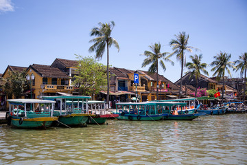 Riverside in the popular tourist town of Hoi An, Vietnam, Asia