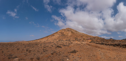 view of Tindaya Mountain in La Oliva, Fuerteventura, Canary Islands, Spain. October 2019