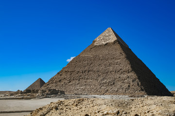 Fototapeta na wymiar The Pyramid of Khufu and the Pyramid of Khafre. Giza, Egypt