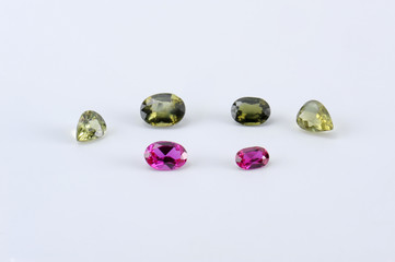 Precious stones on white background
