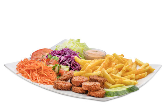 Falafel Pommes Salat Teller