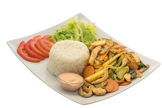 Pulet Gem&uuml;se Reis Grill Teller