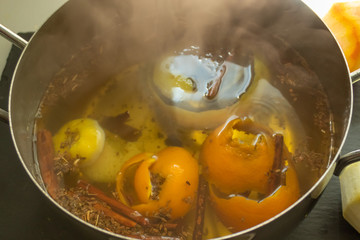 Pot with syrup for French toast