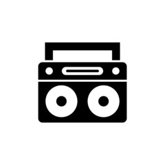Boombox icon  in black flat shape design isolated on white background
