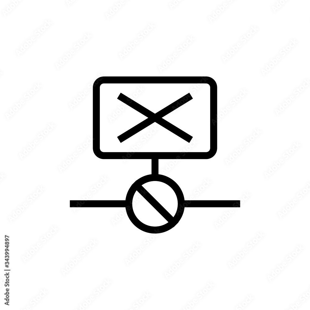 Poster disconnect vector icon in linear, outline style isolated on white background