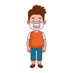 cute boy using face mask isolated icon vector illustration design