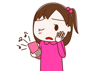 着信を出るか考える少女