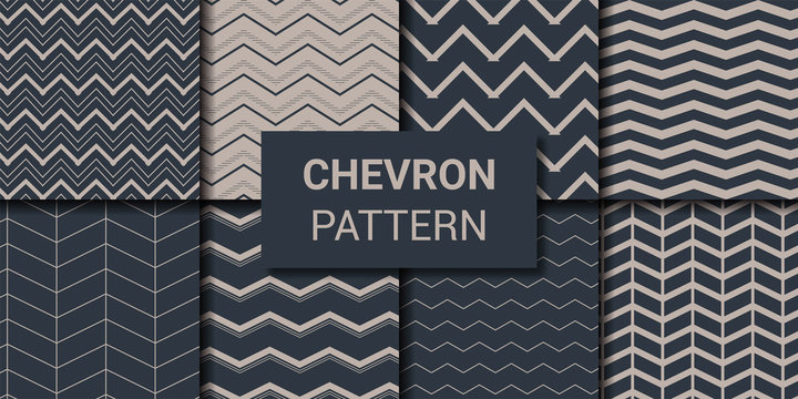 Set of chevron zig-zag geometric seamless pattern vector illustration.
