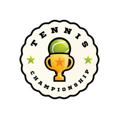 Tennis abstract shape vector logo. Modern professional Typography sport retro style vector emblem and template logotype design. Tennis colorful logo.